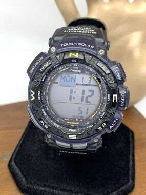 Casio Men's Watch PAG240B Pathfinder Black Resin Tough Solar Triple Sensor 3246